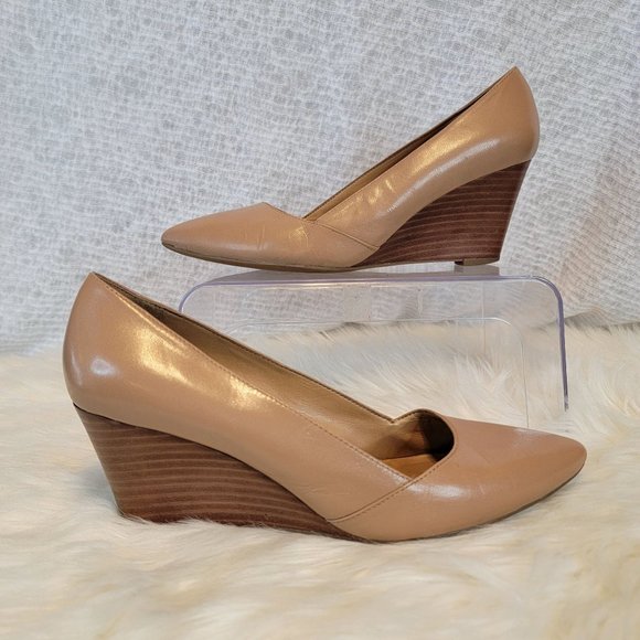 Franco Sarto | Shoes | Franco Sarto Frankie Wedge Pump Heel Pointed Toe Tan  Classic Shoe 85 Tan Taupe | Poshmark